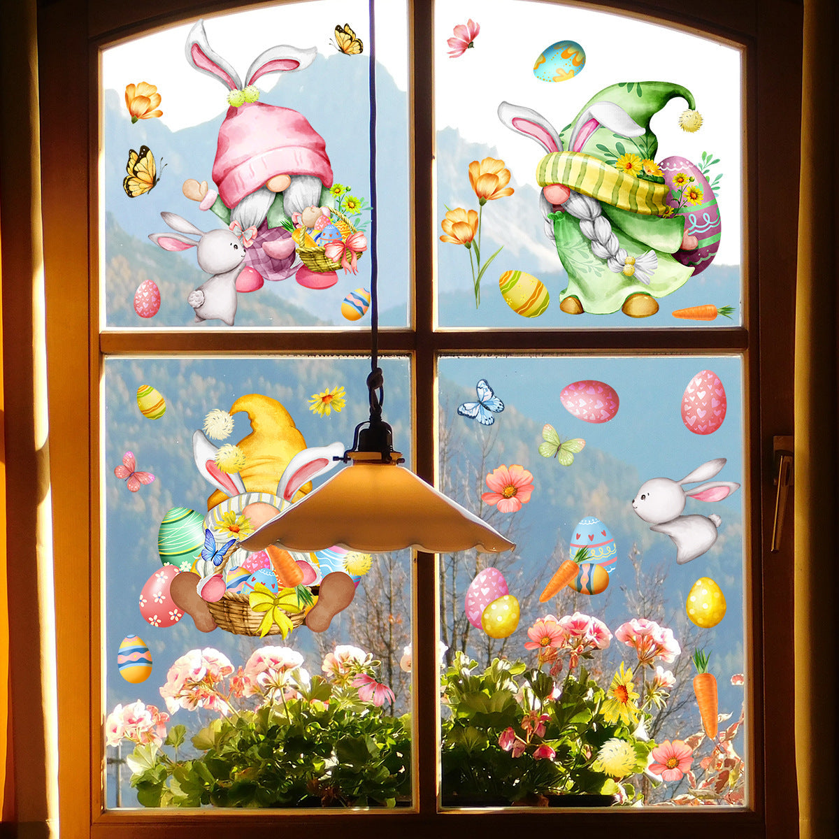 Easter Cartoon Double-sided Visual Static Sticker Glazing Plate Glass Home Decoration