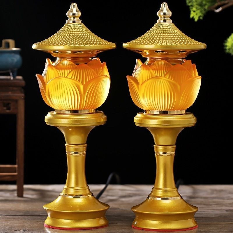 Buddha verehrt Lotus -Lampen -Glasur Lotus