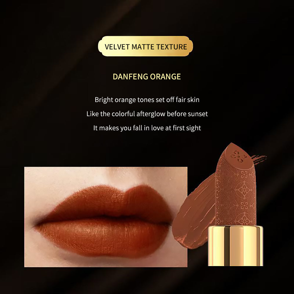 Lipstick with Sculpted Bullet Bogu Danfeng Orange Hydrating Formula-4