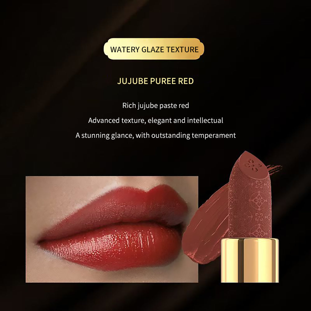 Hydrating Lipstick Bogu Jujube Red with Sculpted Floral Bullet-4