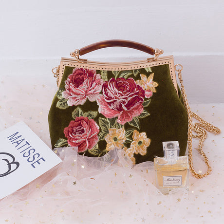 Cheongsam Elements Retro Style Rose Embroidery Fashion Shoulder Bag-1