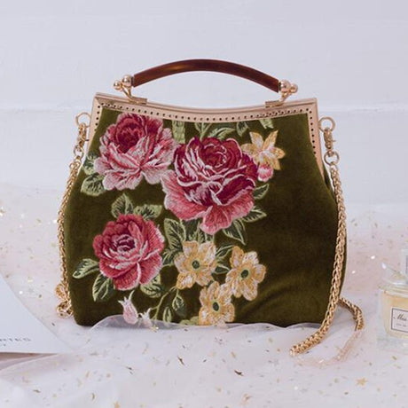 Cheongsam Elements Retro Style Rose Embroidery Fashion Shoulder Bag-2