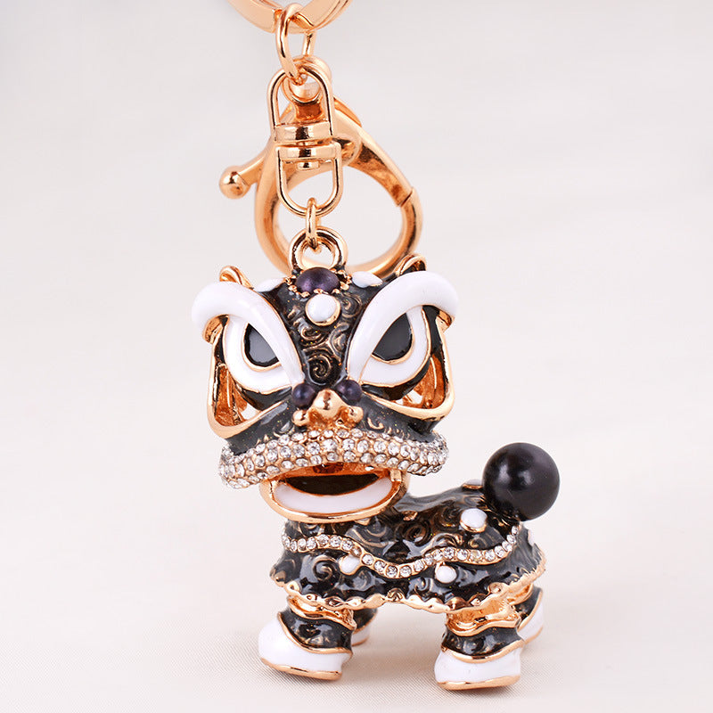 Chinese Cute Lion Dance Alloy Keychain Hanging Decorations-1