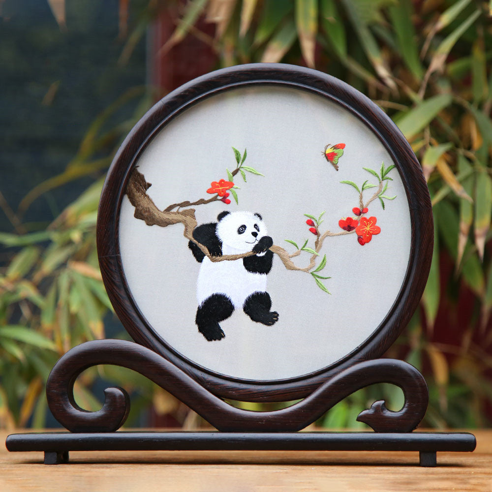 Chinese Folk Handmade Shu Embroidery Panda Souvenir Ornament-4