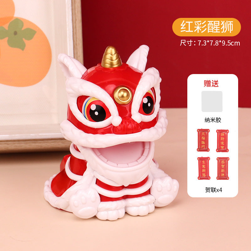 Chinese Fortune and Longevity Nodding Solar Lion Car Decoration Ornament-4