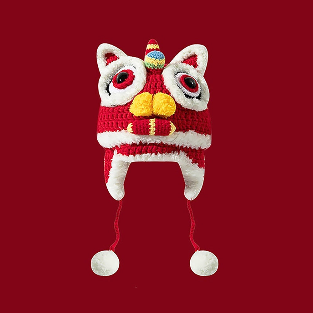 Chinese Knitted Tiger Head Hat-3