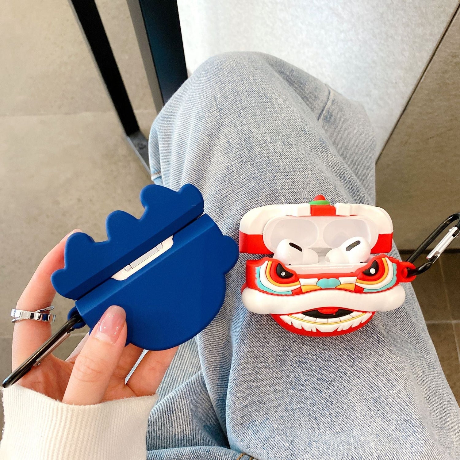 Chinese Lion Dance AirPods Case Silicone Earphone Case-4
