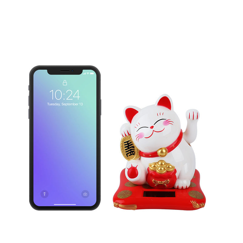 Chinese Style Solar Power Lucky Cat Car Decoration Ornament-7