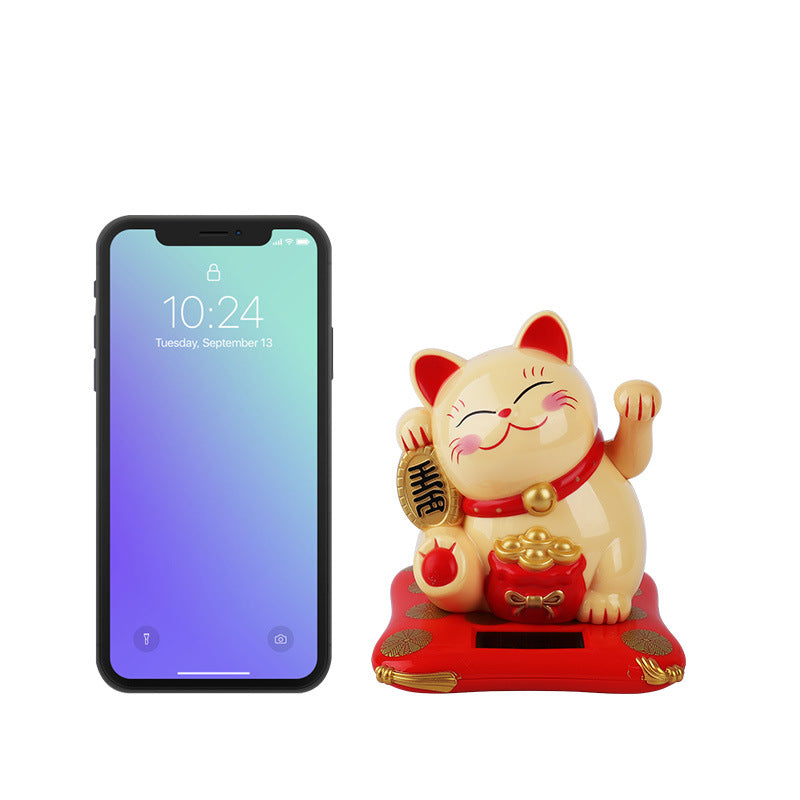 Chinese Style Solar Power Lucky Cat Car Decoration Ornament-8
