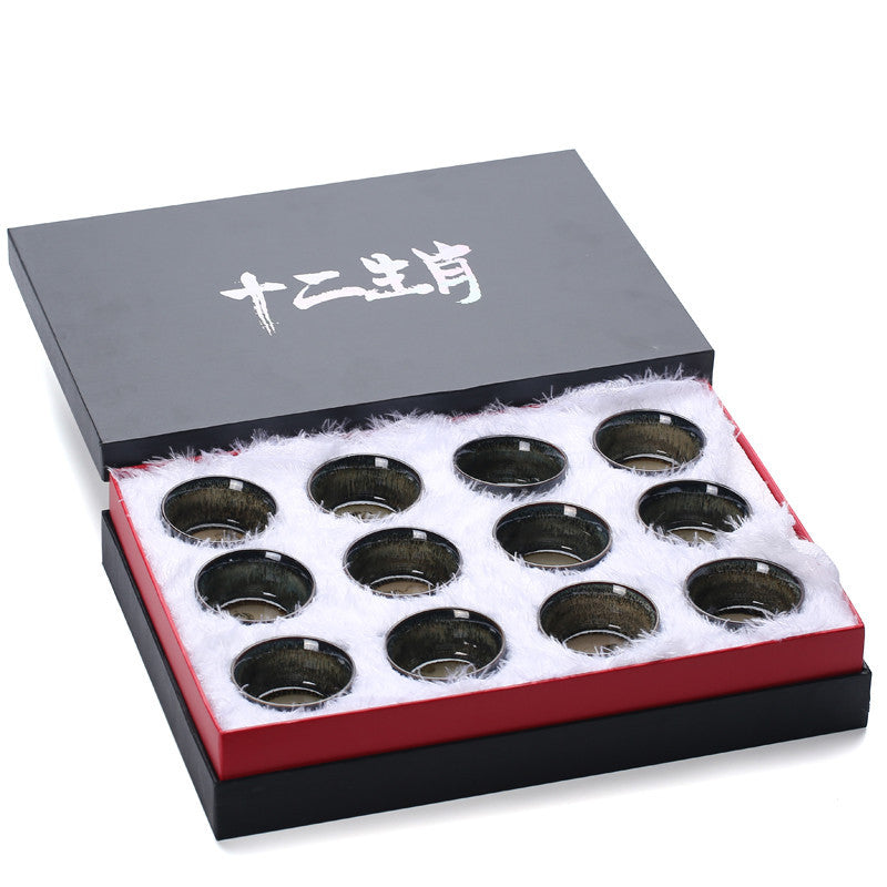 Chinese Zodiac Kung Fu Tea Set Kiln-Formed Hand-Painted Cup-14