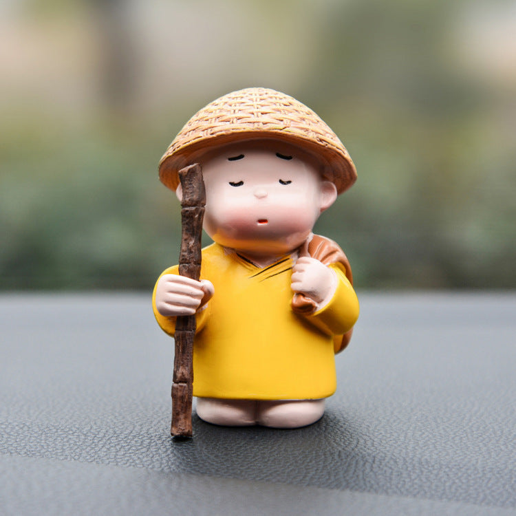 Creative Praying Little Monk Zen Resin Car Ornament-4