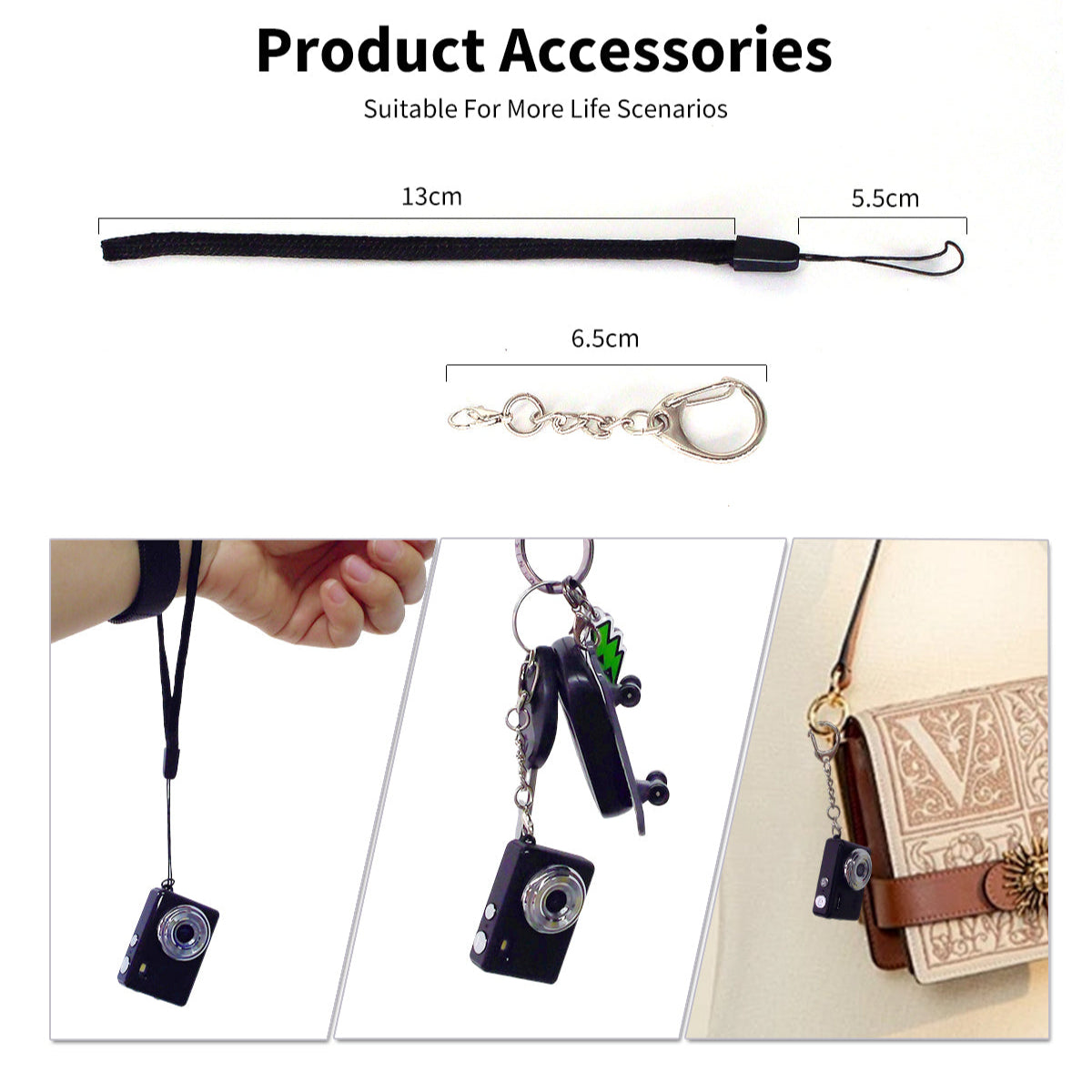 White 1080p Mini Camera Compact HD Recorder Gift for Her or Teens-6