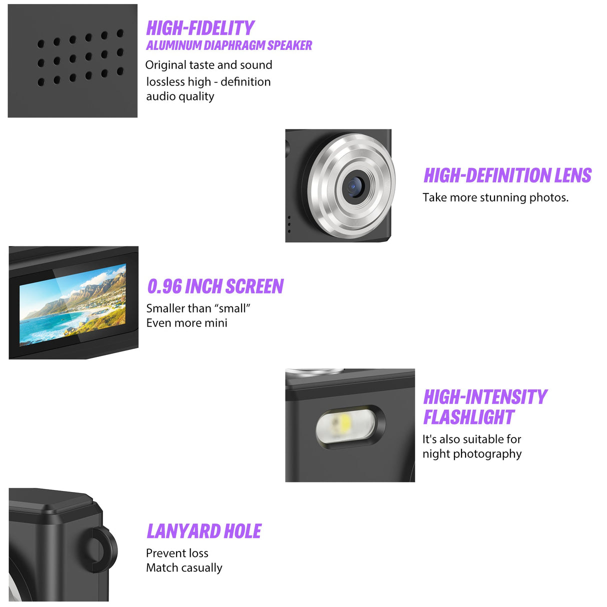 Black 1080p Mini Camera Pocket-Sized Recorder Gift for Gadget Fans-4