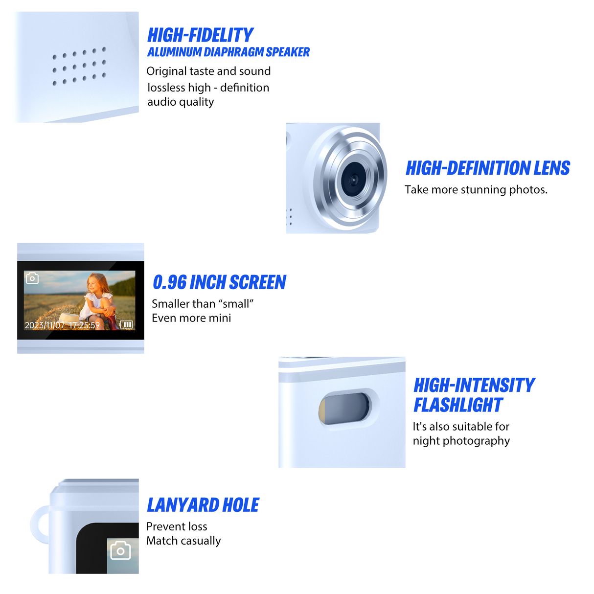 Blue Mini HD Camera 1080p Portable Gift for Teens and Students-4