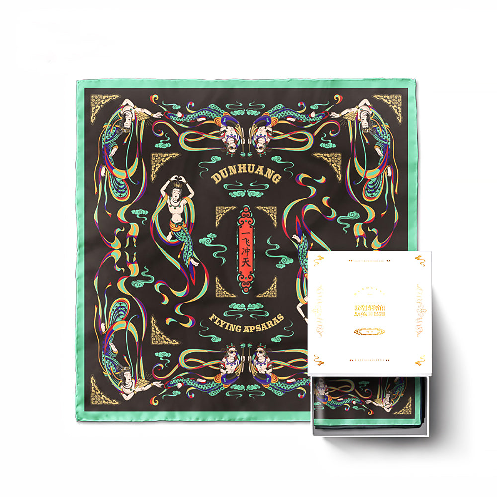 Dunhuang Silk Scarf with Flying Apsaras Pattern-2