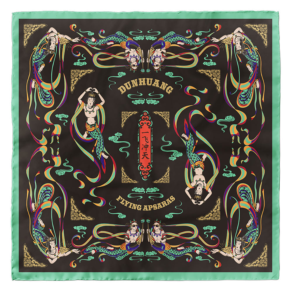 Dunhuang Silk Scarf with Flying Apsaras Pattern-5