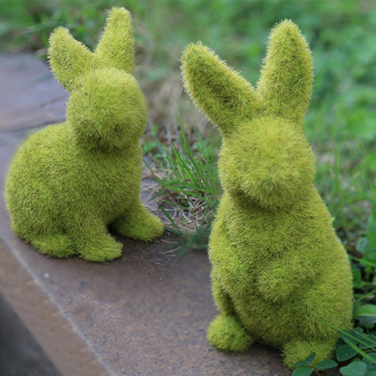 Flocking Artificial Plant Grass Animal Easter Rabbit Ornament-2