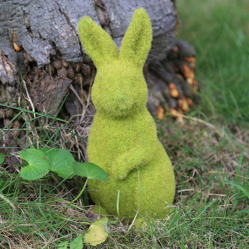 Flocking Artificial Plant Grass Animal Easter Rabbit Ornament-3
