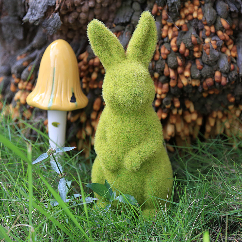 Flocking Artificial Plant Grass Animal Easter Rabbit Ornament-5