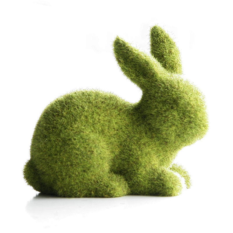 Flocking Artificial Plant Grass Animal Easter Rabbit Ornament-8