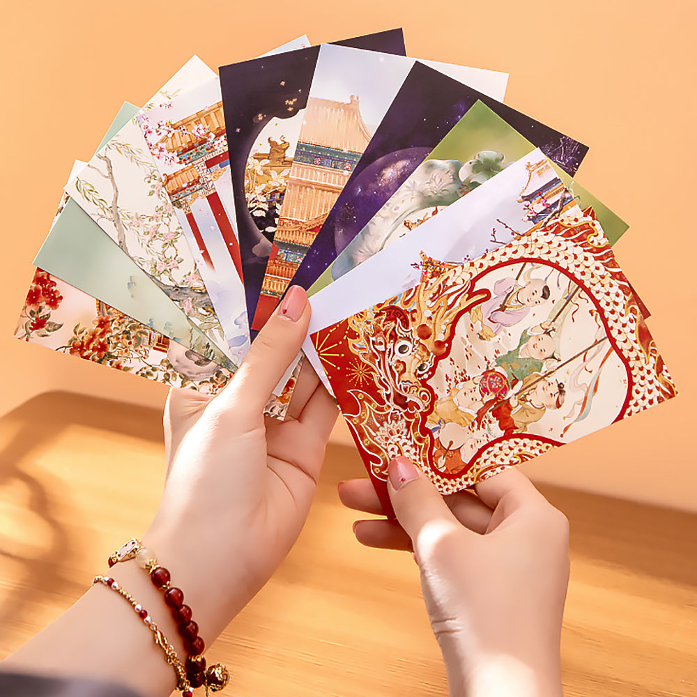 Forbidden City Chinese Style Postcard Hand-painted New Year Greeting Cards Gift-4