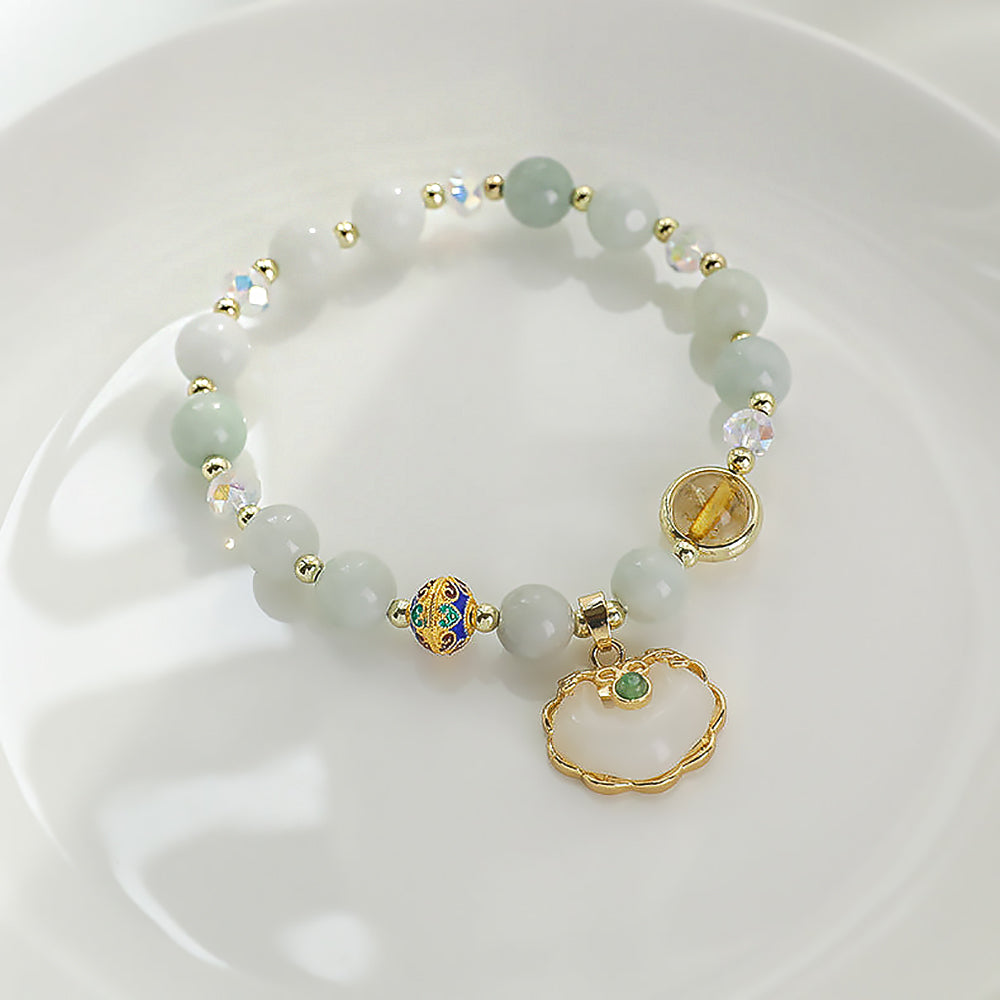 Gradient Marble Shell Longevity Lock Bracelet-3