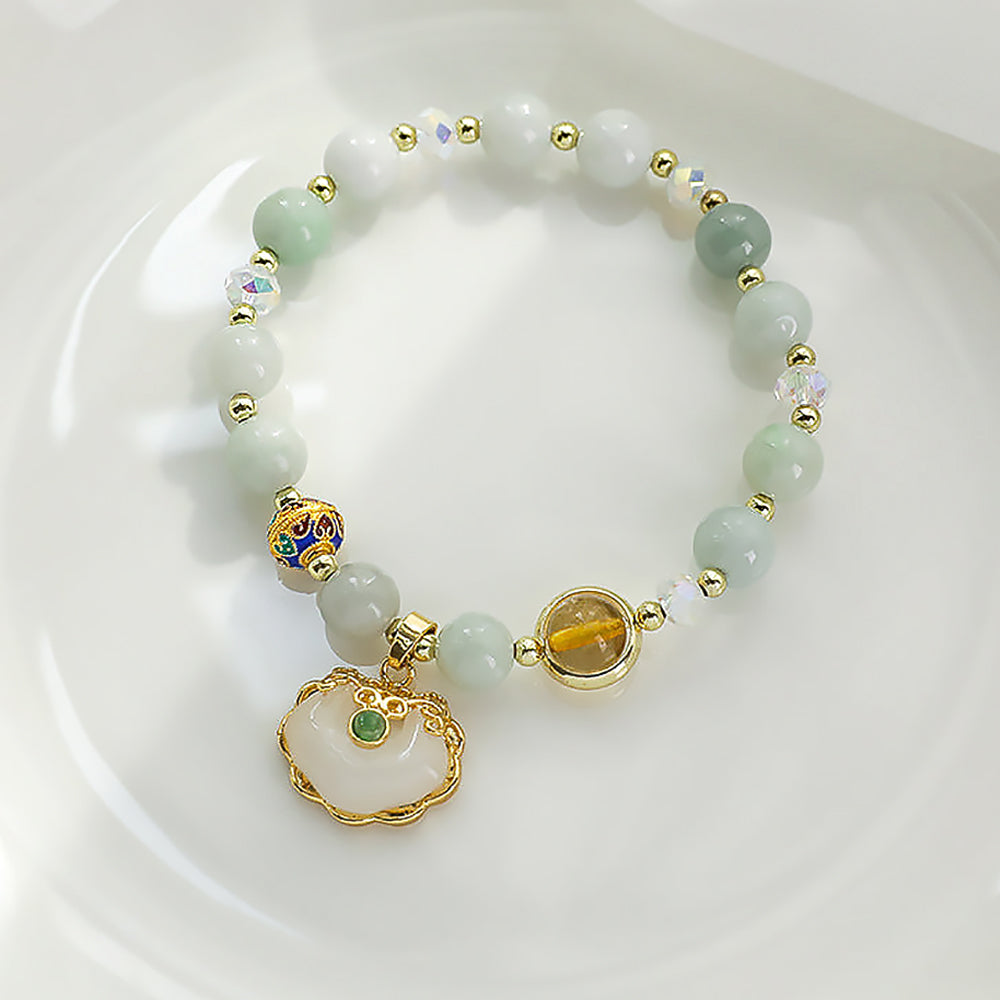 Gradient Marble Shell Longevity Lock Bracelet-4