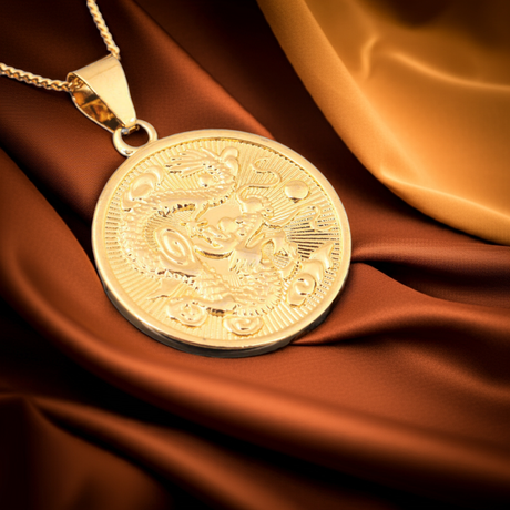 18K Kupfer Gold plattiert chinesische Drache Anhänger Halskette