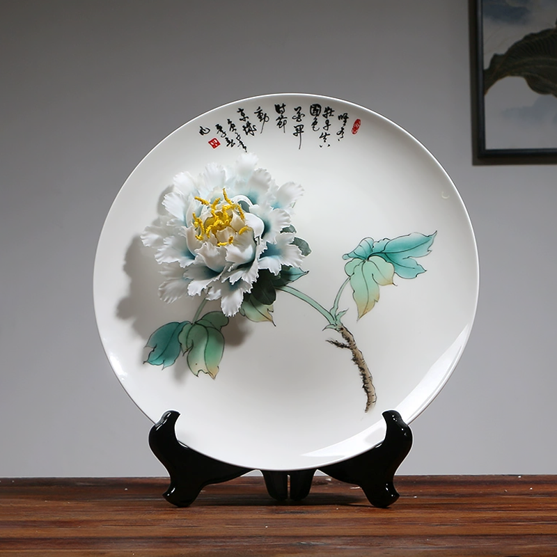 Housewarming Gift Ceramic 3D Flower Plate Hand-painted Ornament-4