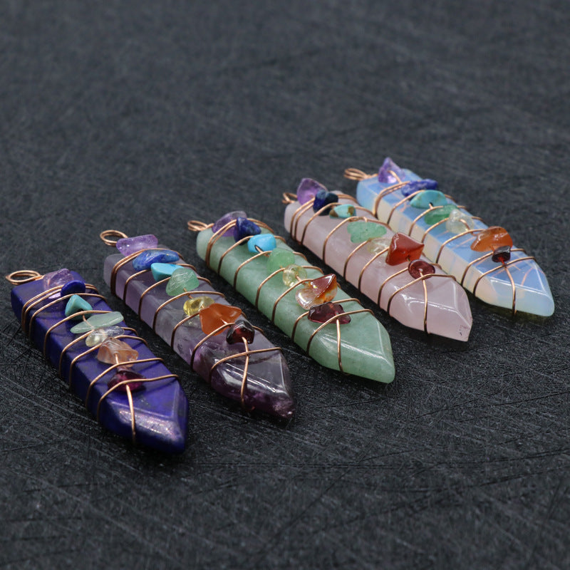 Jade Crystal Arrow Shape Seven Chakra Crystal Pendant-2