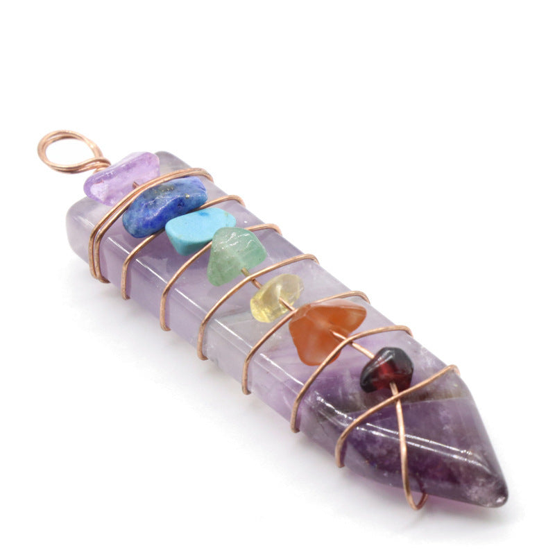 Jade Crystal Arrow Shape Seven Chakra Crystal Pendant-5