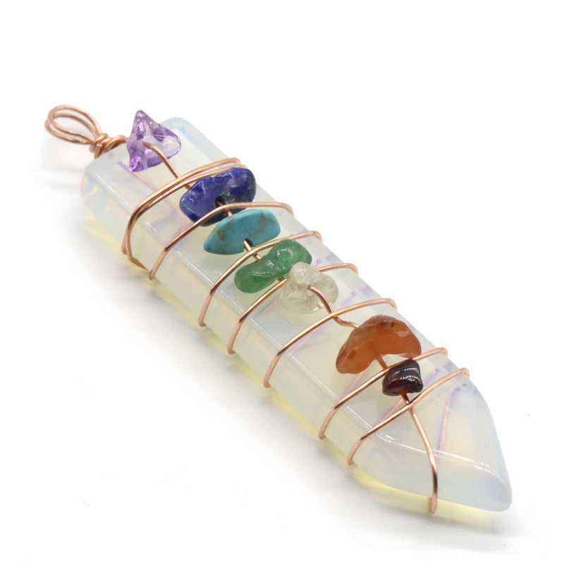 Jade Crystal Arrow Shape Seven Chakra Crystal Pendant-8