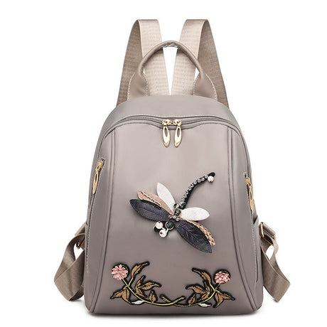 Multifunctional Oxford Cloth Fashion Dragonfly Embroidery Casual Bag-2