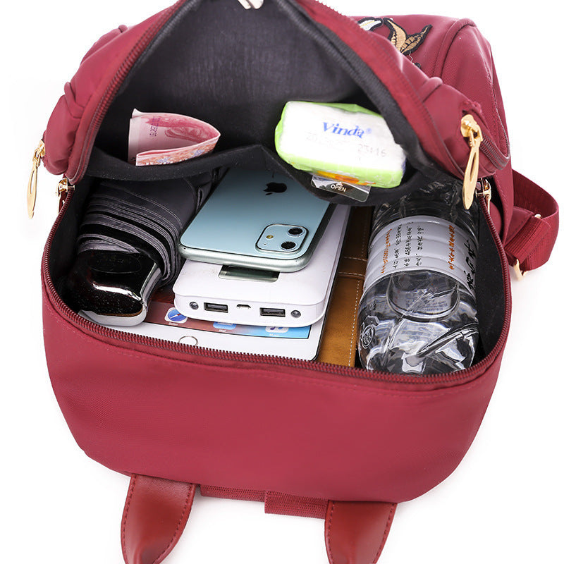 Multifunctional Oxford Cloth Fashion Dragonfly Embroidery Casual Bag-5