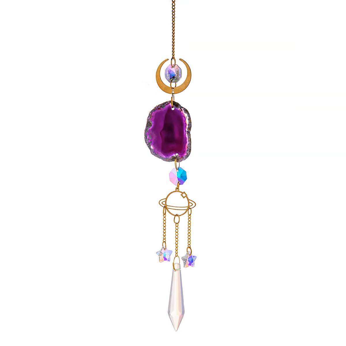 Natural Agate Crystal Suncatcher Window Hanging Decor-6
