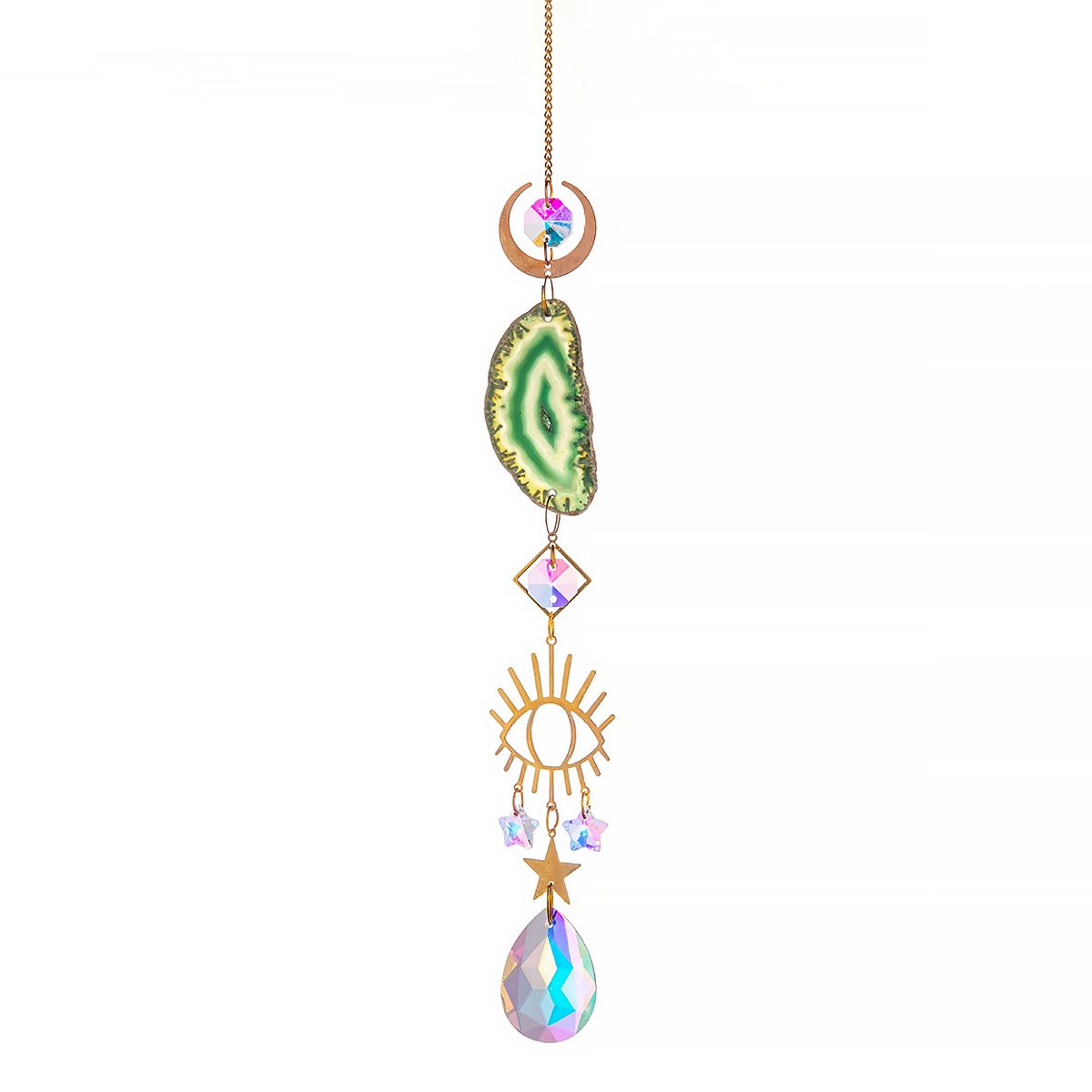 Natural Agate Crystal Suncatcher Window Hanging Decor-9
