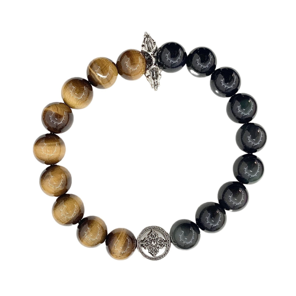 Natural Crystal Bracelet Golden Tigerite Silver Obsidian Bracelet-5