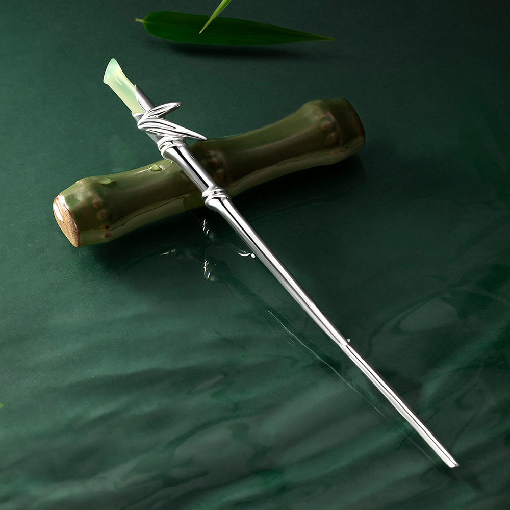 Natural Xiuyan Jade Bamboo Hairpin-1
