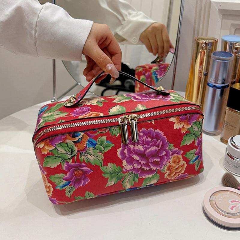 Northeast China Flower Cotton Coat Print Storage Cosmetic Bag-3