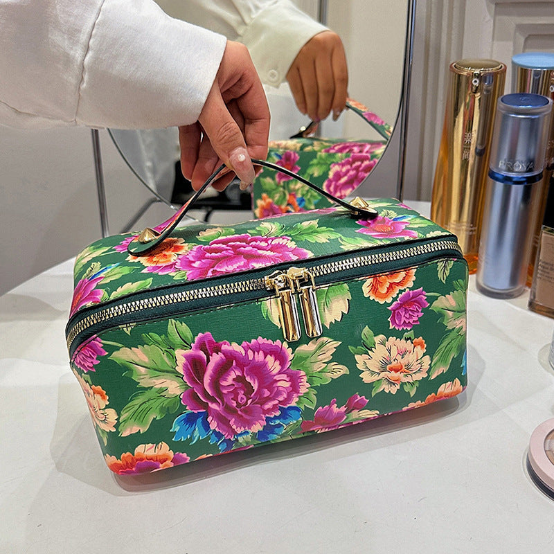 Northeast China Flower Cotton Coat Print Storage Cosmetic Bag-4