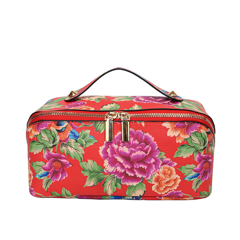 Northeast China Flower Cotton Coat Print Storage Cosmetic Bag-5