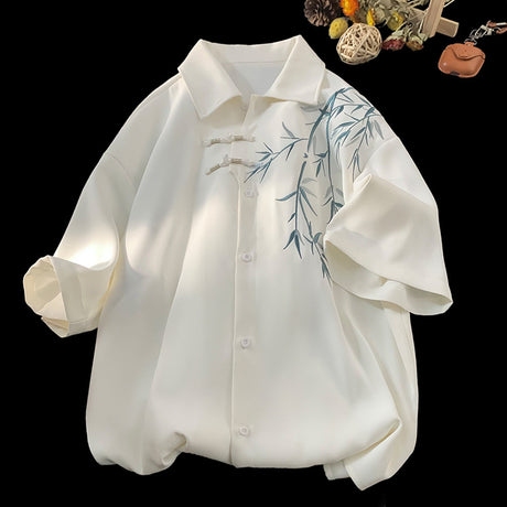 Neues chinesisches Stil Bambus Stickerei Shirt Herren Spring Tide Marke Kimono Robe Casual Tang Kleid Herrenjacke
