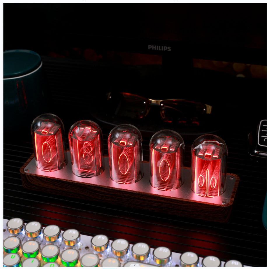 Creative Desktop Networking Clock Pseudo Nixie Tube Clock Free Assembly Timer Ornaments