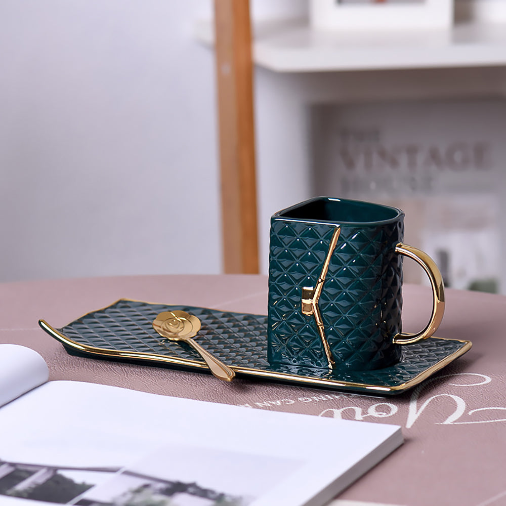 Handbag Style Ceramic Mug and Plate Set for Coffee Breakfast or Office Use-5