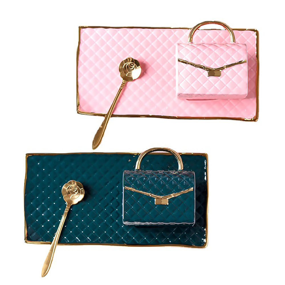 Handbag Style Ceramic Mug and Plate Set for Coffee Breakfast or Office Use-3