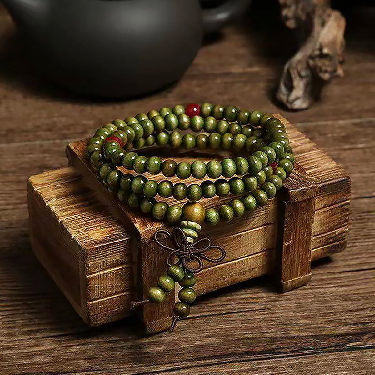 Natural Sandalwood Multilayer Beaded Bracelet Natural Wood Wrap-3