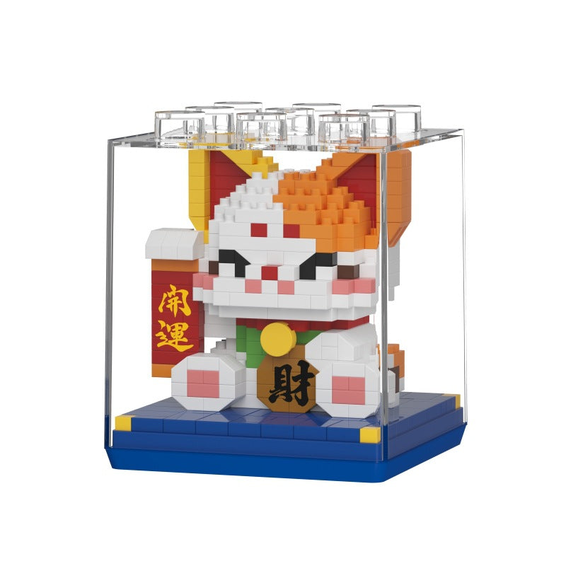 Lucky Cat Panda Neujahrsgeschenke Bausteine Versammlung Bildung Kinderspielzeug Kindergeschenkerlebnis kleine Ornamente