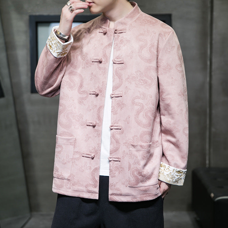 Frühlings- und Herbst -Herren -Jugend Ancient Style Hanfu Jacke runder Knopf Chinesische Jacke Tang Anzug