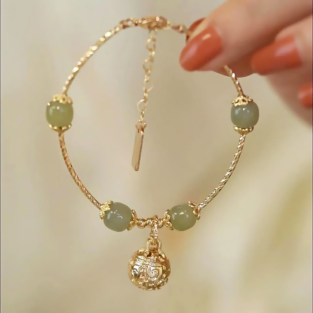 Court Inspired Hetian Jade Bell Cuff Bracelet Jewelry Gift for Women-3