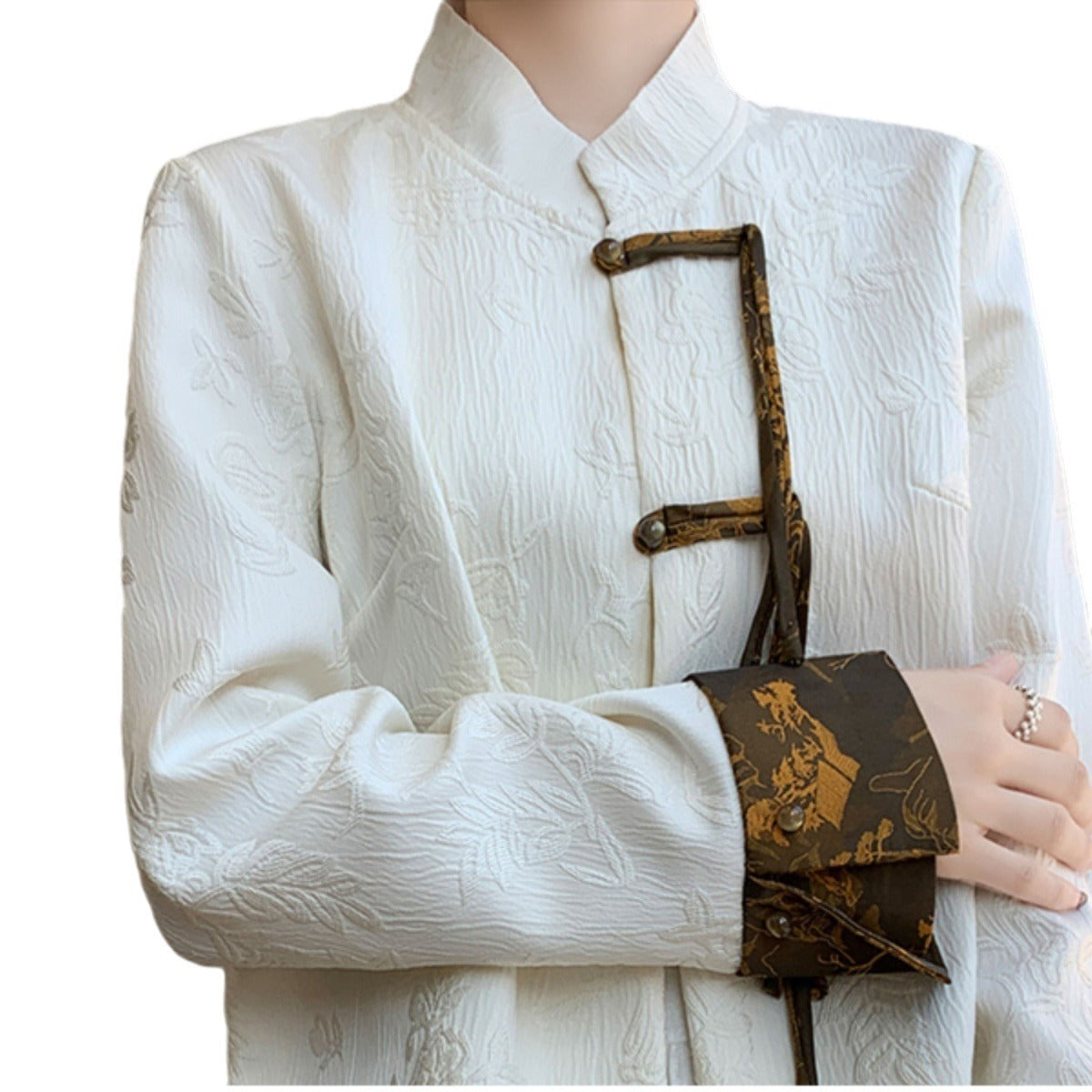 Frühling neuer Retro-Tang-Jacke Vielseitige farbblockierte Schnallenanzug Frauen High-End-Sinn für neue chinesische Stilmantel